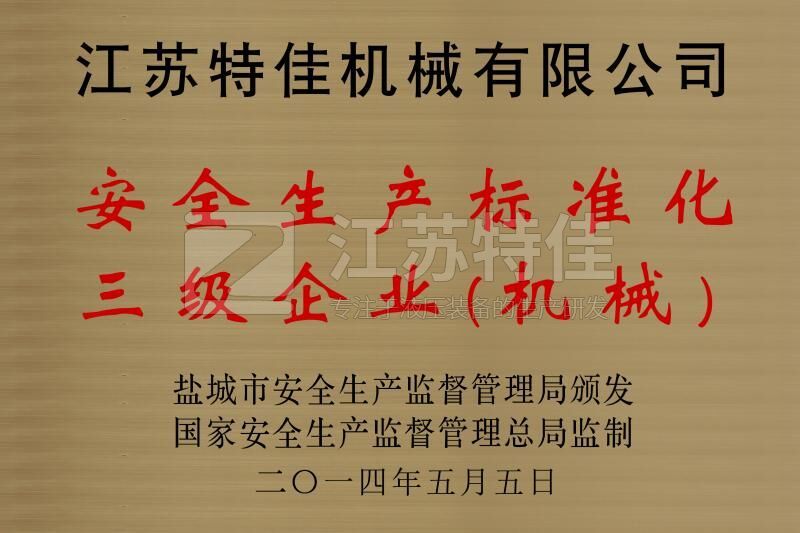 Class III enterprise of safety production standardization